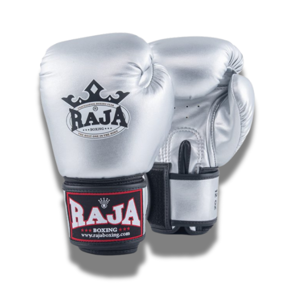 Raja Boxing - Velcro boxing Gloves - Microfibre  RBGV1-Silver
