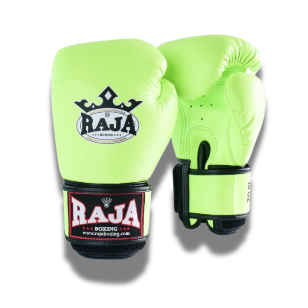 Raja Boxing - Velcro Boxing Gloves - RBGV1 Leather - Lime Green
