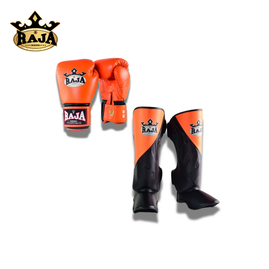 Raja Sparring Set Leather Cut On Orange - KICKPUNCHELBOW