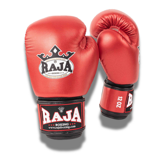 Raja Boxing Gloves  - Semi Leather Metallic Red