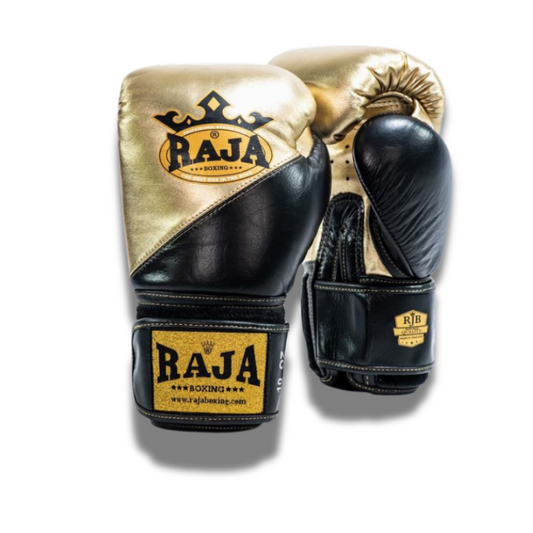 Raja Fancy Gloves - Special Raja Air 2 Gold/ Black Authentic Leather