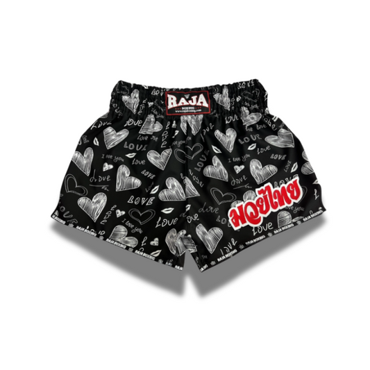 Raja Muay Thai  Fancy Shorts - SP68-003 White Hearts