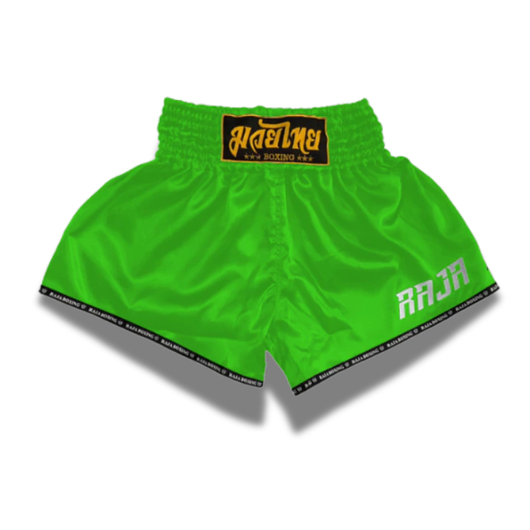 RAJA MuayThai Shorts - Classic Satin Neon Green