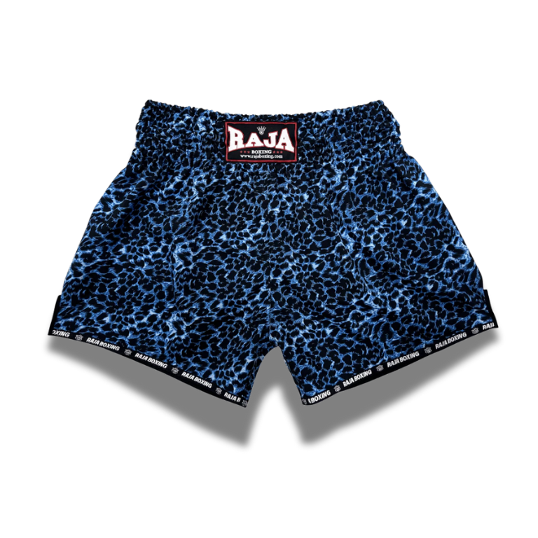 Raja Muay Thai  Fancy Shorts - Leopard Blue