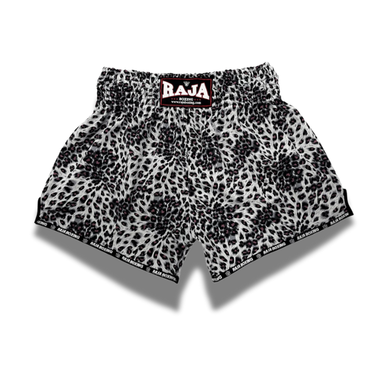 Raja Muay Thai  Fancy Shorts - Leopard White