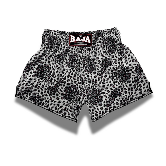 Raja Muay Thai  Fancy Shorts - Leopard White