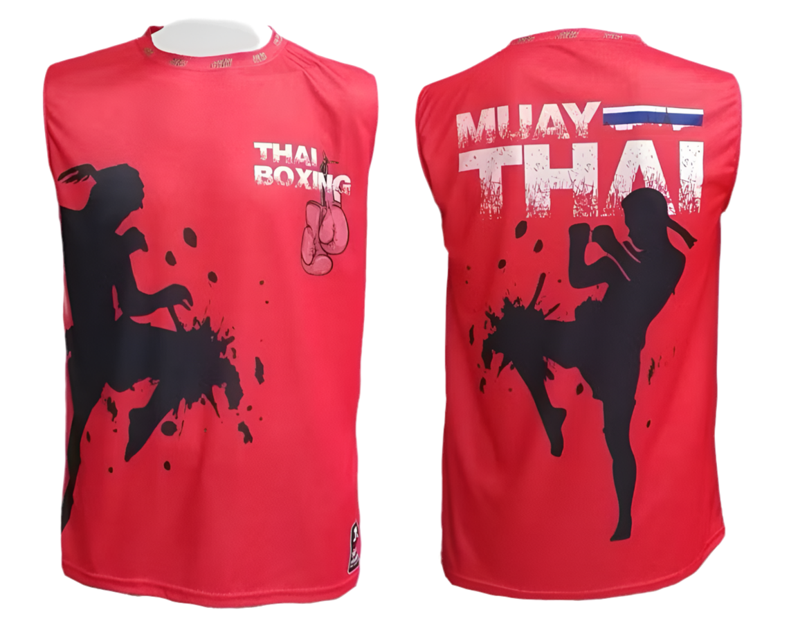 Muay Thai Training Singlets - Thai Boxing Red - KICKPUNCHELBOW