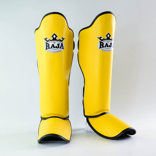 Authentic Leather Raja Shin Guards Yellow - KICKPUNCHELBOW