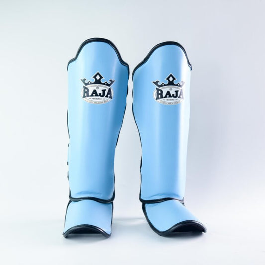 Authentic Leather Raja Shin Guards Baby Blue - KICKPUNCHELBOW