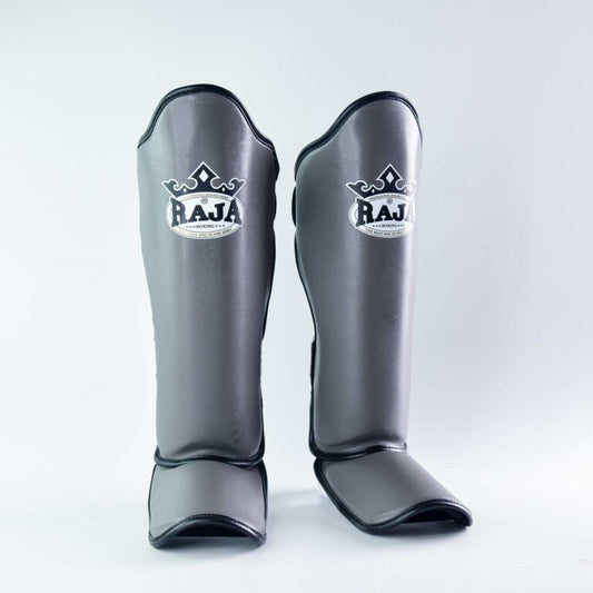 Authentic Leather Raja Shin Guards Grey - KICKPUNCHELBOW