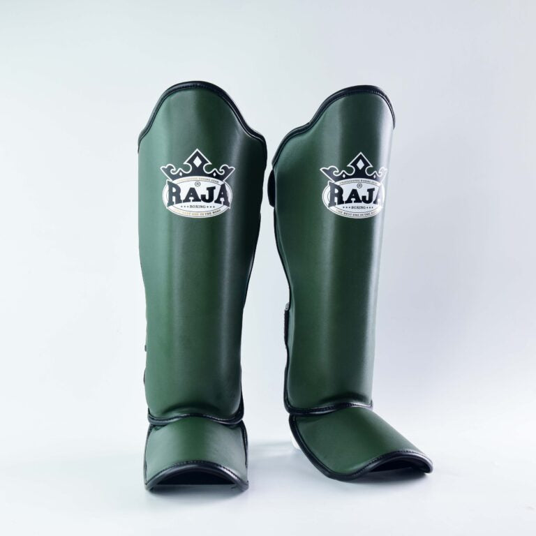 Authentic Leather Raja Shin Guards Army Green - KICKPUNCHELBOW