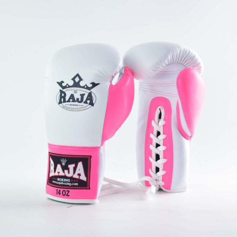 Raja Gloves - Leather Lace up White Pink O.G - KICKPUNCHELBOW