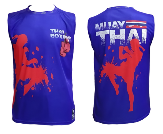 Muay Thai Training Singlets - Thai Boxing Blue - KICKPUNCHELBOW
