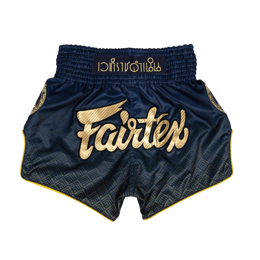 Fairtex - Muay Thai Shorts - Rajadamnern Text BS-RAJ03 - Navy Blue/Gold