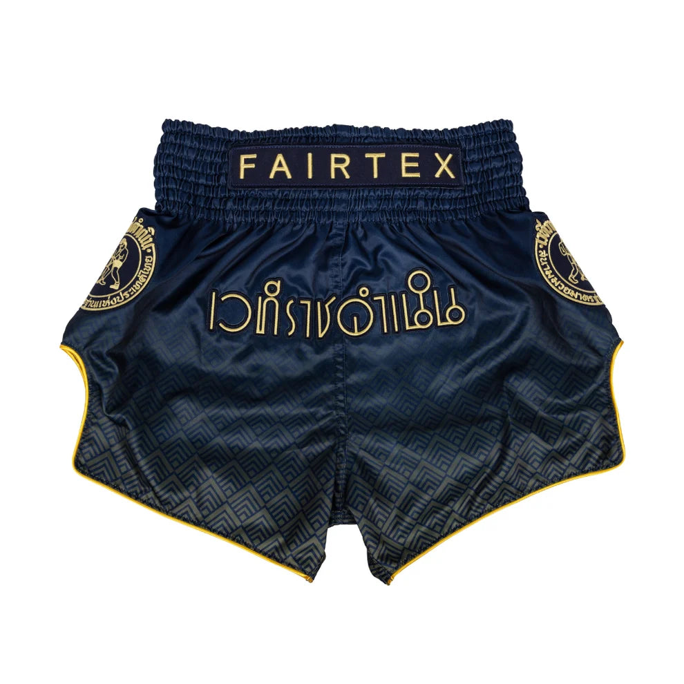 Fairtex - Muay Thai Shorts - Rajadamnern Text BS-RAJ03 - Navy Blue/Gold