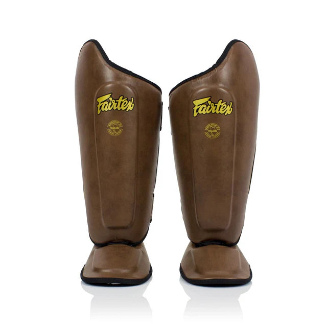 Fairtex SP8 Muay Thai shin guards in brown