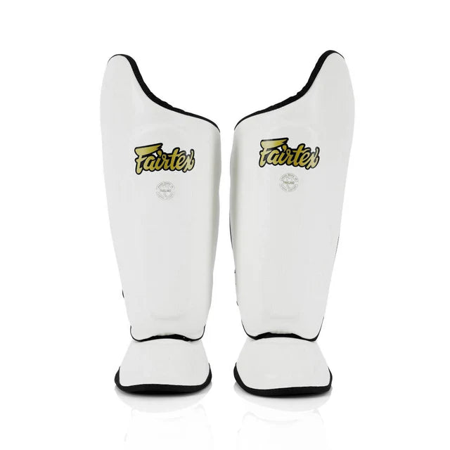 Fairtex SP8 Muay Thai shin guards in white