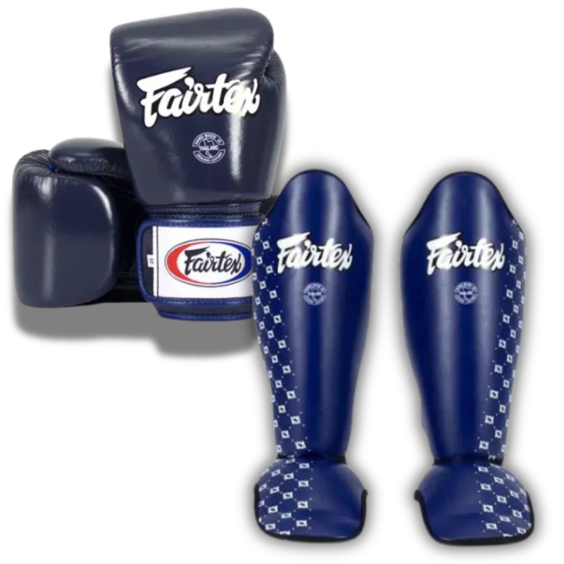 Fairtex sparring set in blue - BGV1 gloves and SP5 shin guards