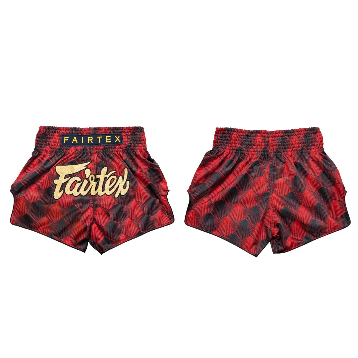 Fairtex Muay Thai Shorts - Hexagon Red - KICKPUNCHELBOW