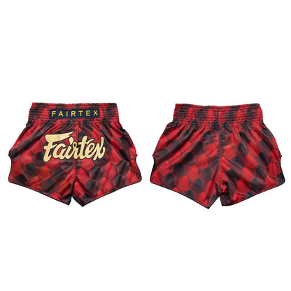 Fairtex Muay Thai Shorts - Hexagon Red - KICKPUNCHELBOW