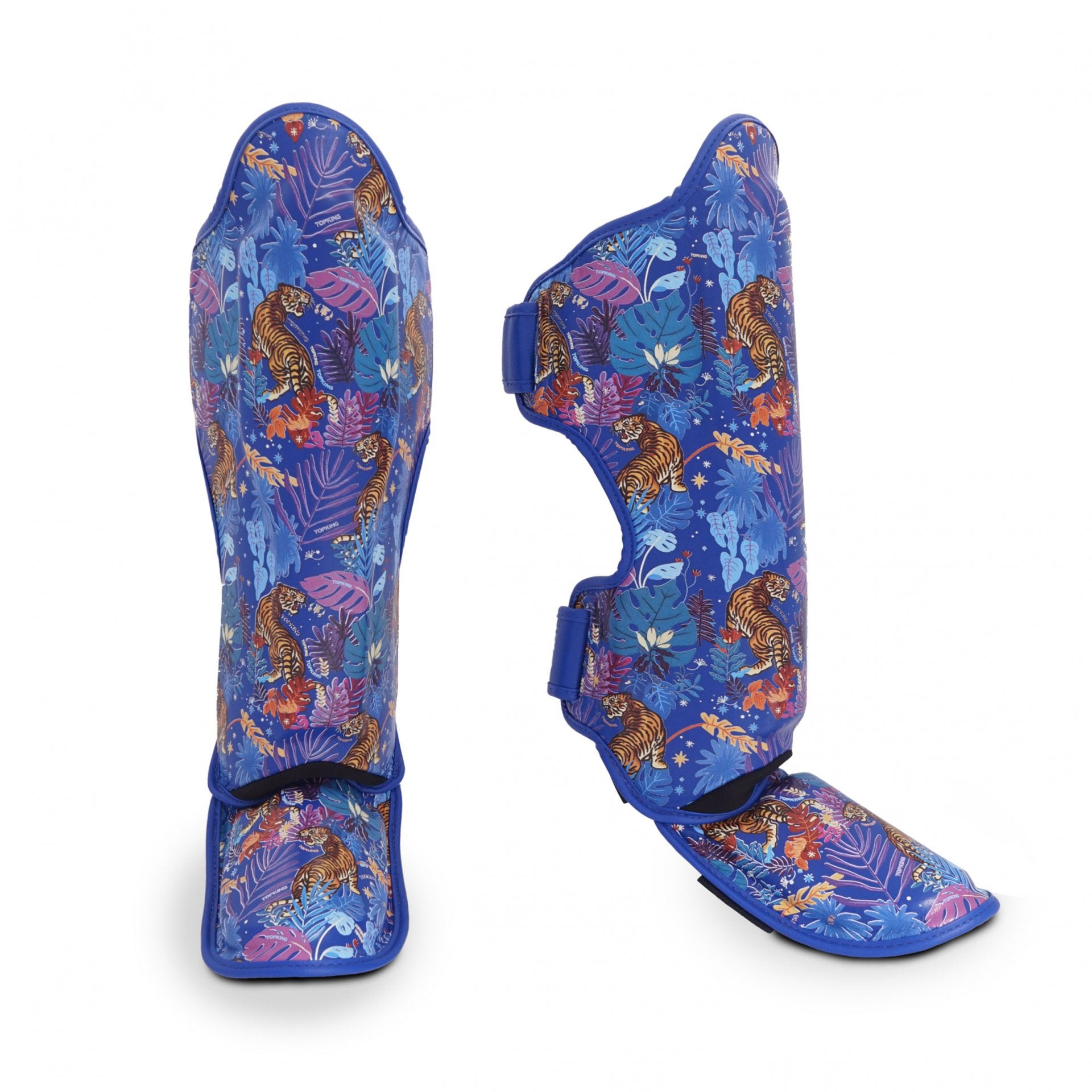 Top King Shin Guards Wild Tiger Blue - KICKPUNCHELBOW