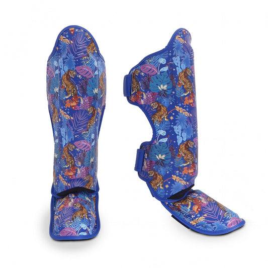 Top King Shin Guards Wild Tiger Blue - KICKPUNCHELBOW