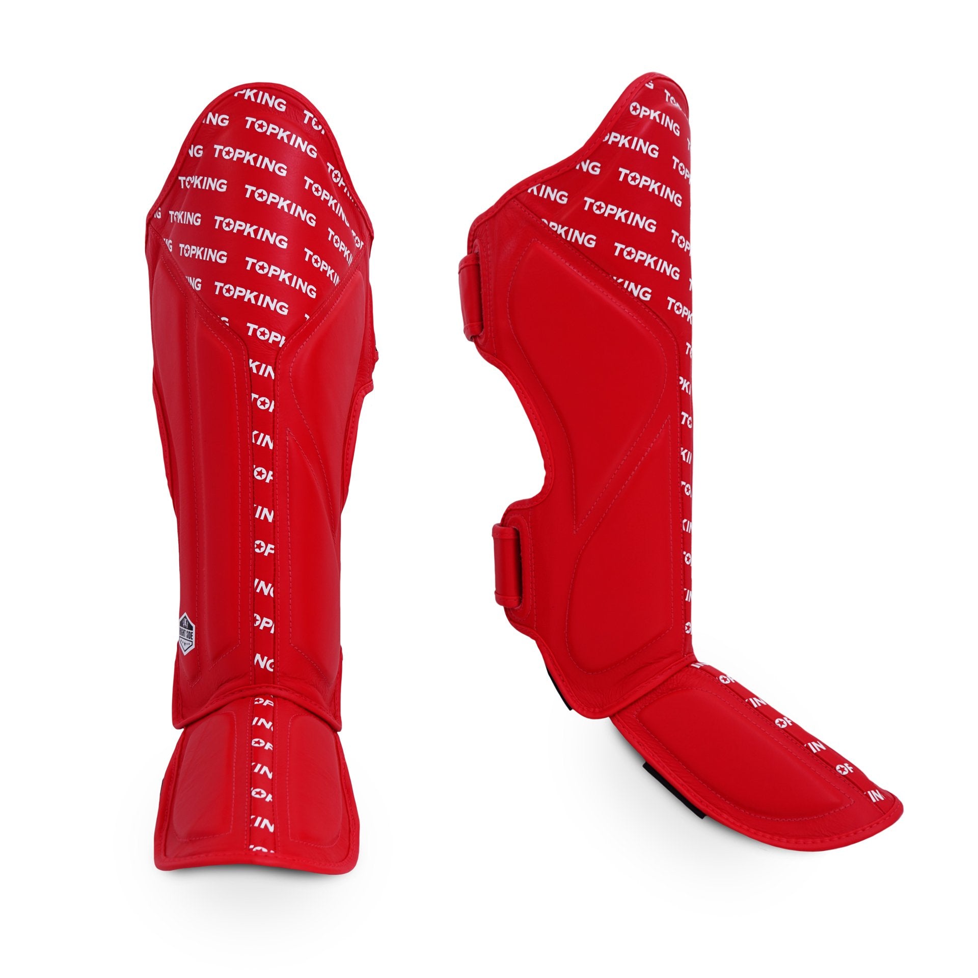Top King Shin Guards Full Impact Single Tone Red - KICKPUNCHELBOW