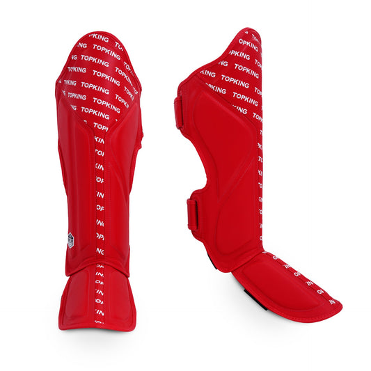 Top King Shin Guards Full Impact Single Tone Red - KICKPUNCHELBOW