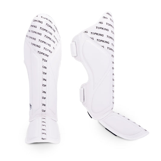 Top King Shin Guards Full Impact Single Tone White - KICKPUNCHELBOW