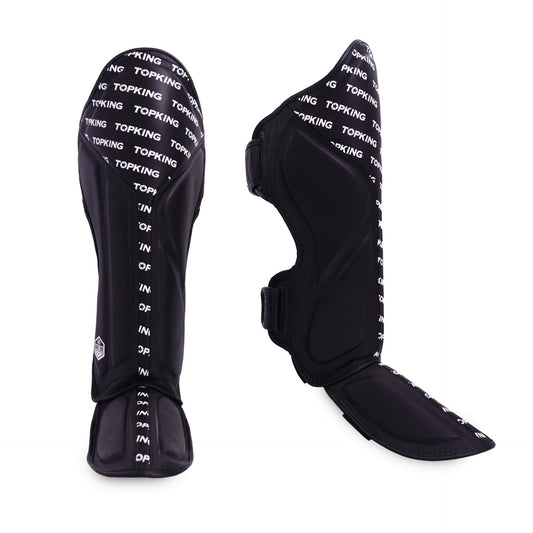 Top King Shin Guards Full Impact Single Tone Black - KICKPUNCHELBOW
