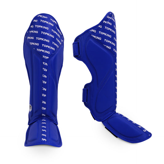 Top King Shin Guards Full Impact Single Tone Blue - KICKPUNCHELBOW