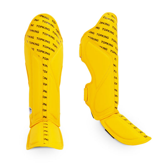 Top King Shin Guards Full Impact Single Tone Yellow - KICKPUNCHELBOW
