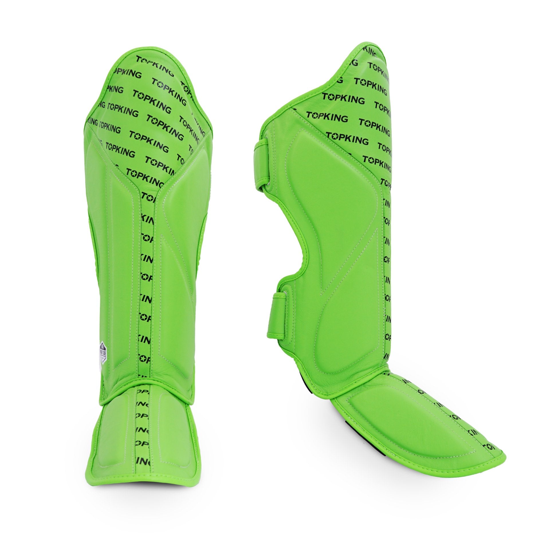 Top King Shin Guards Full Impact Single Tone Green - KICKPUNCHELBOW