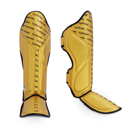 Top King Shin Guards Full Impact Single Tone Gold - KICKPUNCHELBOW
