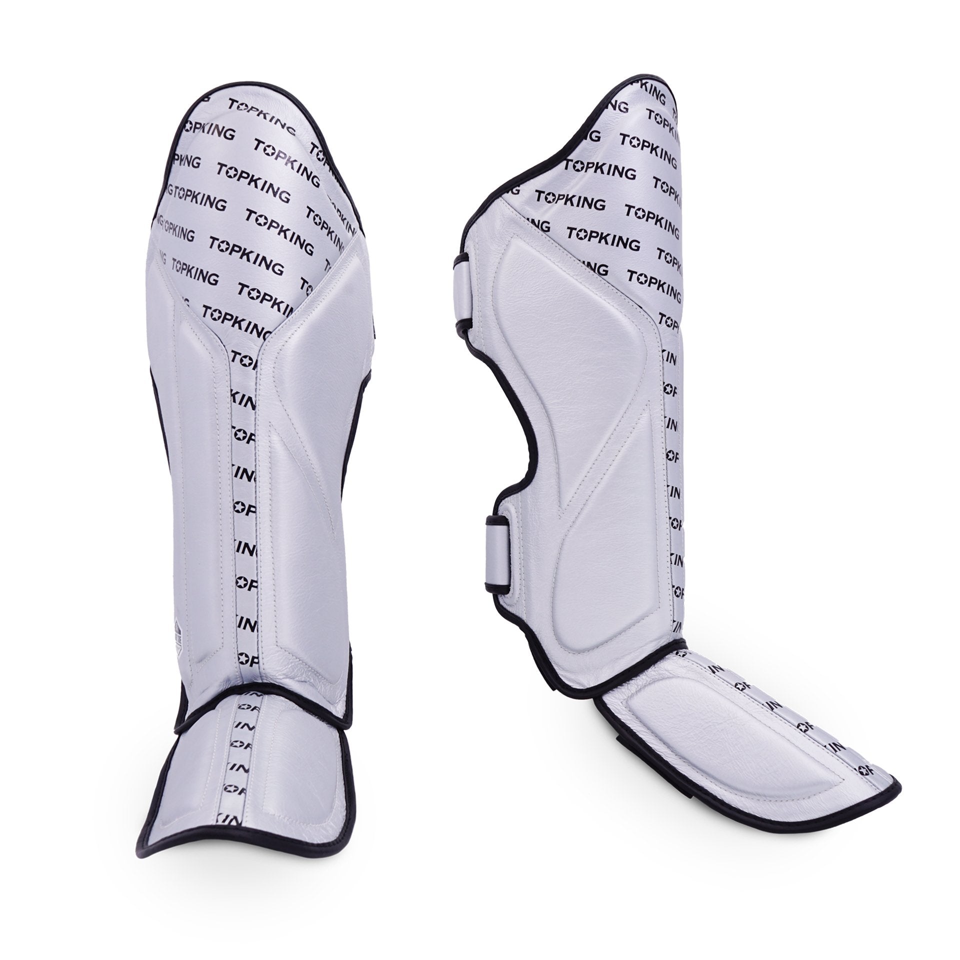 Top King Shin Guards Full Impact Single Tone silver - KICKPUNCHELBOW