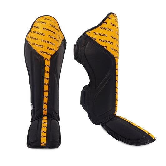 Top King Shin Guards Full Impact Double Tone Yellow - KICKPUNCHELBOW