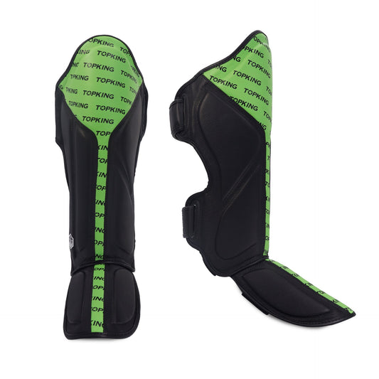 Top King Shin Guards Full Impact Double Tone Green - KICKPUNCHELBOW
