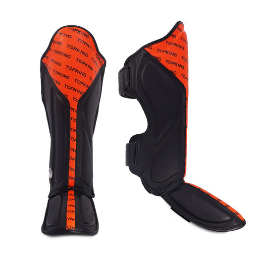 Top King Shin Guards Full Impact Double Tone Orange - KICKPUNCHELBOW