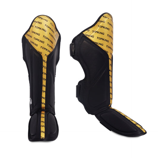 Top King Shin Guards Full Impact Double Tone Gold - KICKPUNCHELBOW