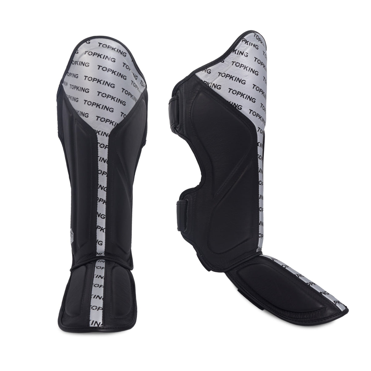 Top King - Shin Guards - Full Impact Double Tone Silver