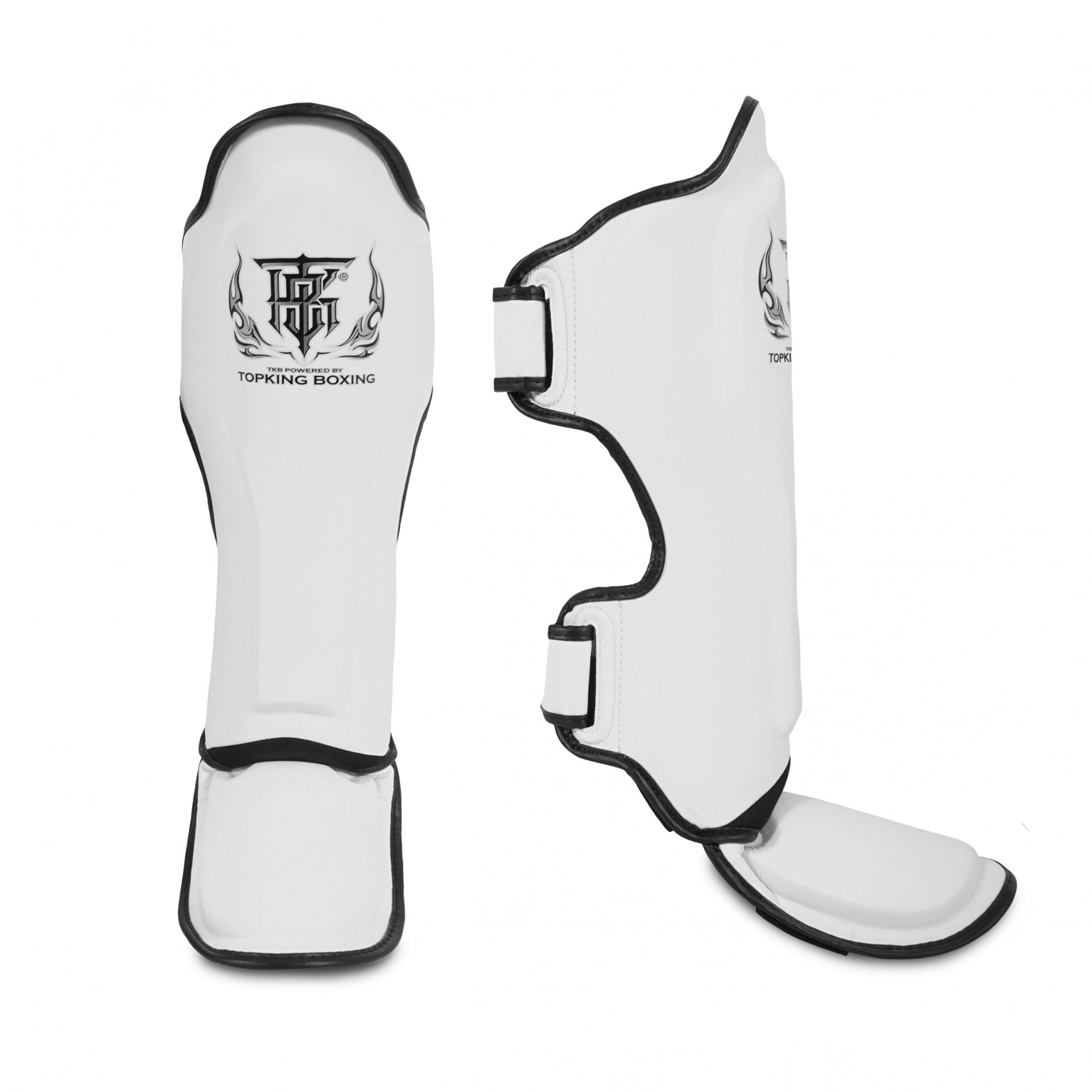 Top King Shin Guards Pro Genuine Leather White - KICKPUNCHELBOW