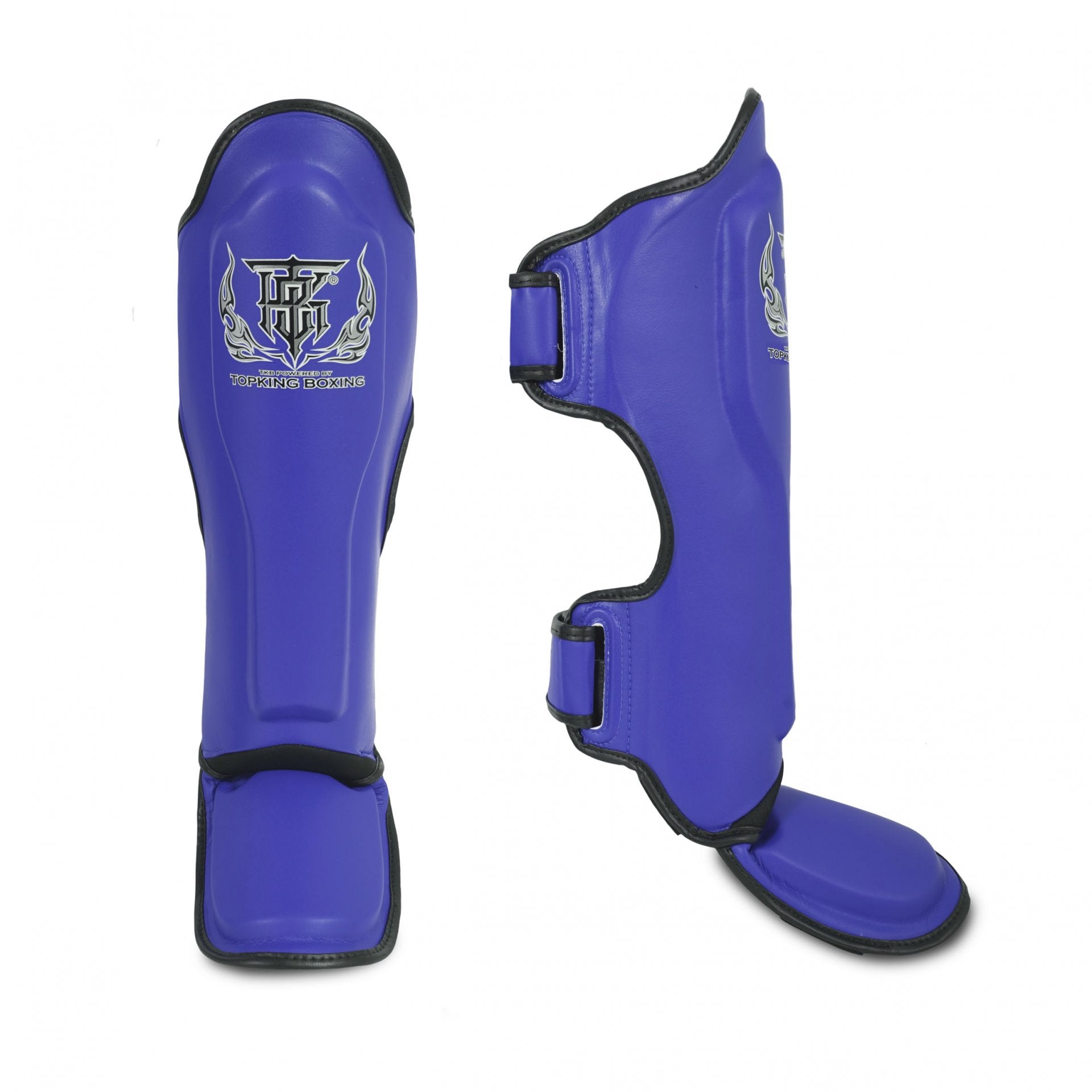 Top King Shin Guards Pro Genuine Leather Blue - KICKPUNCHELBOW