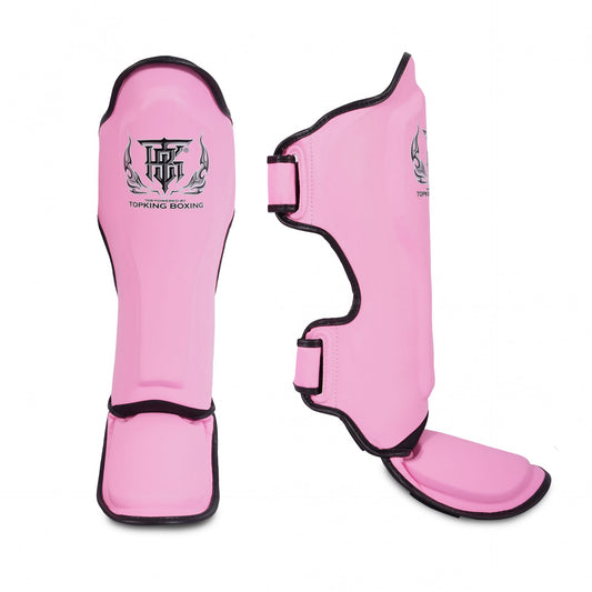 Top King Shin Guards Pro Genuine Leather Pink - KICKPUNCHELBOW