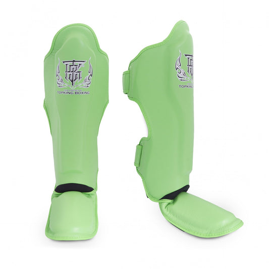 Top King Shin Guards Pro Genuine Leather Green - KICKPUNCHELBOW