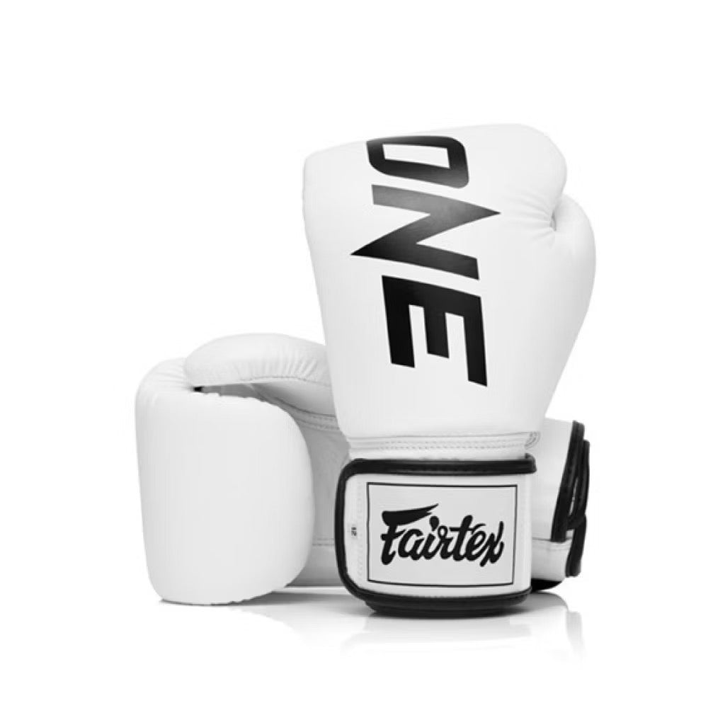 Fairtex Boxing Gloves BGV1 "ONE" - White - KICKPUNCHELBOW