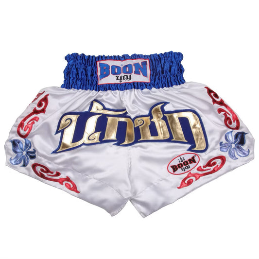 Boon Muay Thai Shorts MT40 - WHITE &BLUE