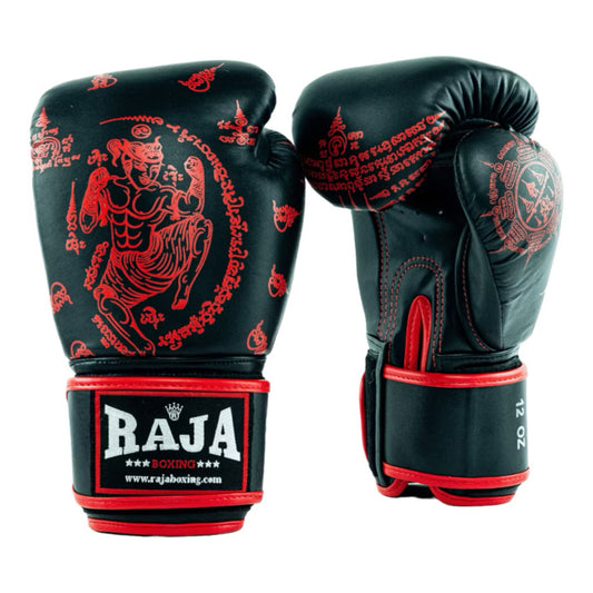 Raja Fancy Gloves - Waikru Black / Red Semi Leather