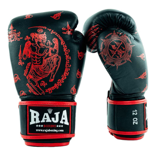 Raja Fancy Gloves - Waikru Black /Red Authentic Leather