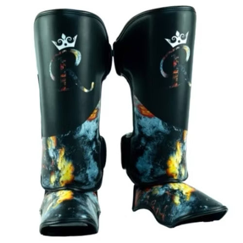 Authentic Leather Raja Shin Guards - Black Sky