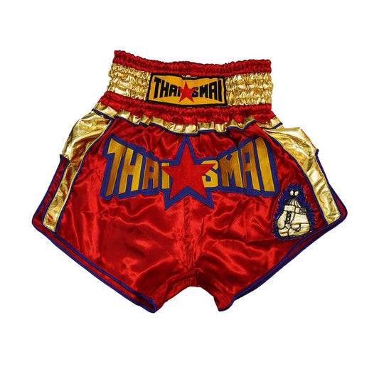 Thaismai Satin shorts - Gold / Red